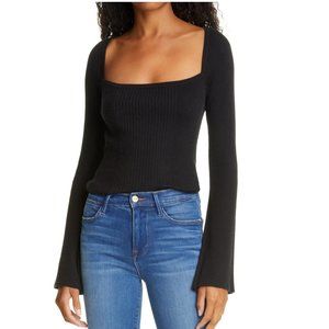 FRAME Luxe Bell Sleeve Sweater in Noir - Size S